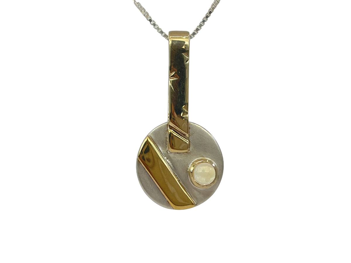 Silver &amp; 18K Yellow Gold Plated Citrine Pendant, 18&quot;