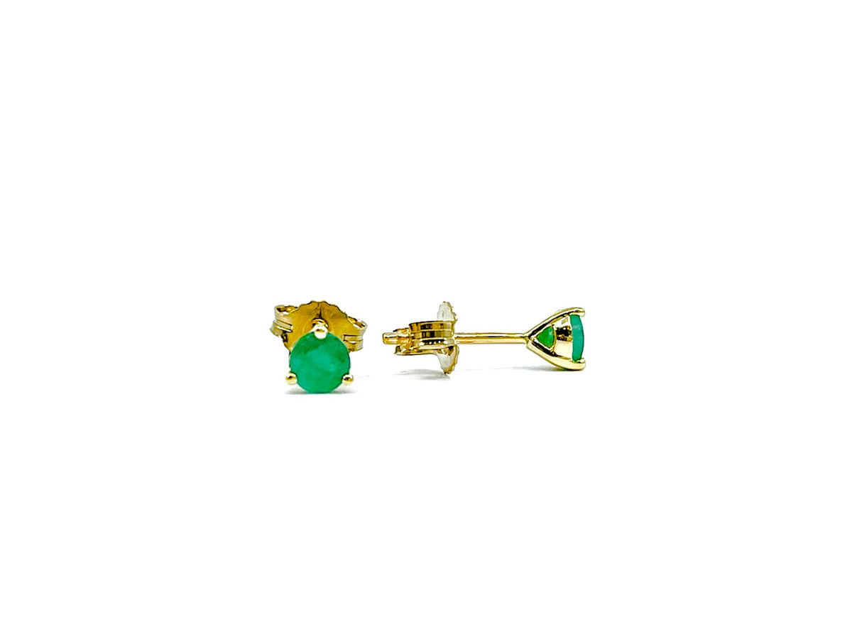 10K Yellow Gold Genuine Emerald 2.3cttw Stud Round Cut