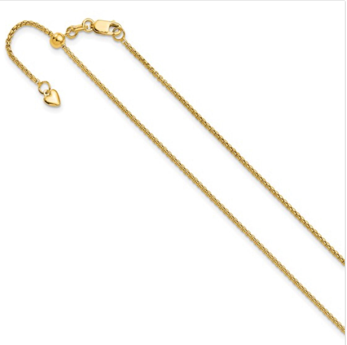 Adjustable 14K Gold Round Box Chain 16&quot; - 22&quot; - 1.35mm