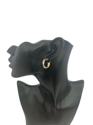 10K Two Tone Gold 24mm Earrings