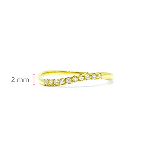 Anillo de oro amarillo de 10 quilates con diamantes de 0,10 quilates de talla redonda, 6,5