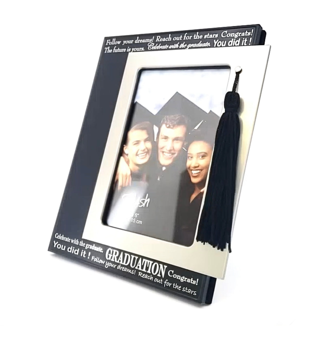 4 X 6 Black with Silver Frame with Hanging Tassle