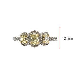 18K White & Yellow Gold 1.10Cttw Fancy Yellow Diamond Oval Cut Engagement Ring