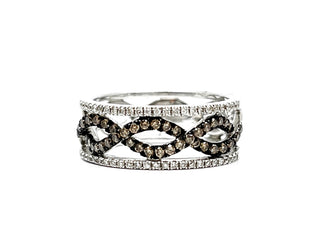 14K White Gold 0.51cttw Champagne and White Diamond Ring - size 6.5