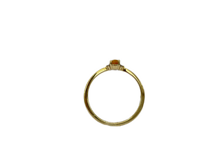 Anillo de oro amarillo de 10 quilates con citrino genuino de 0,22 quilates y diamante de 0,03 quilates