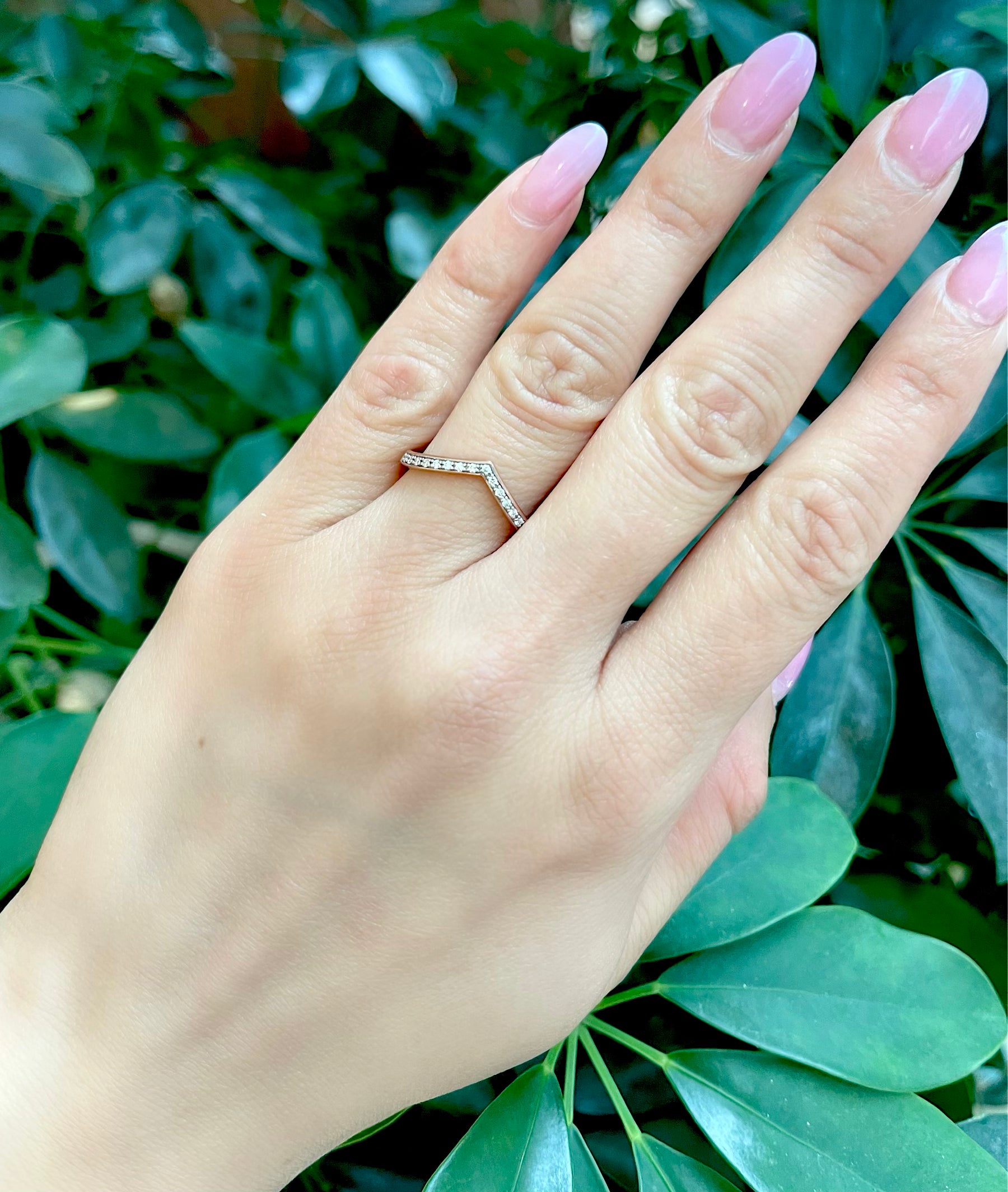 10K Rose Gold 0.15cttw Round Cut Diamond Ring, 6.5
