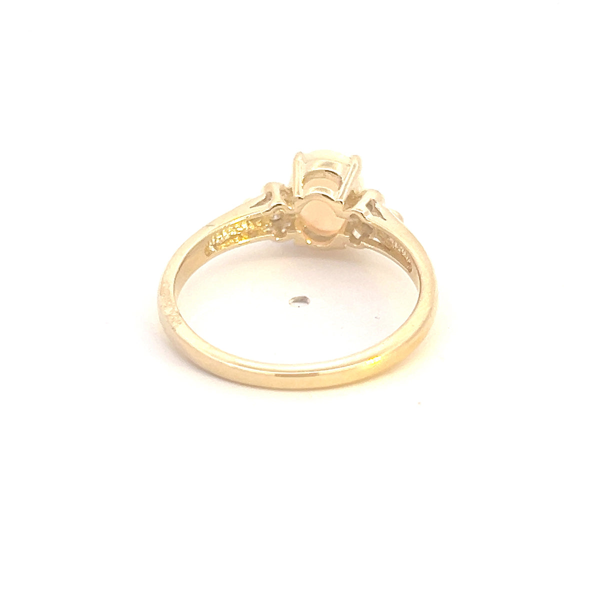 Anillo de oro amarillo de 10 quilates con ópalo y diamantes, tamaño 6,5