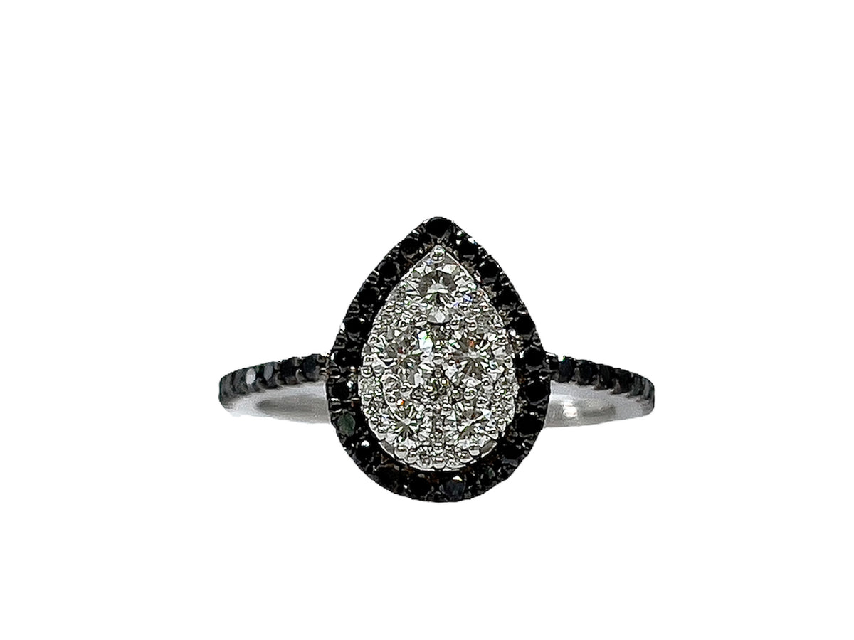 14K White Gold Treated Black Diamond & White Diamond Ring - Dana