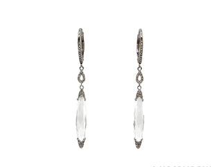 Pendientes colgantes de oro blanco de 14 quilates con topacio blanco de 4,03 quilates y diamantes de 0,12 quilates