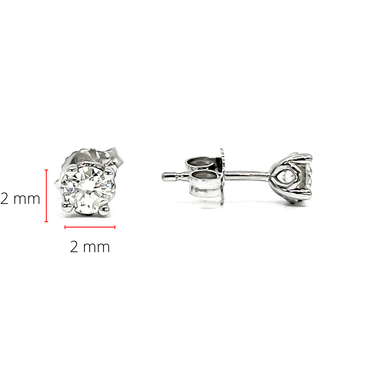 14K White Gold 0.10cttw Round Cut Canadian Diamond Stud Earrings