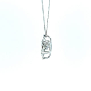 10K White Gold 0.02 cttw Canadian Diamond Snowflake Pulse Pendant, 18"