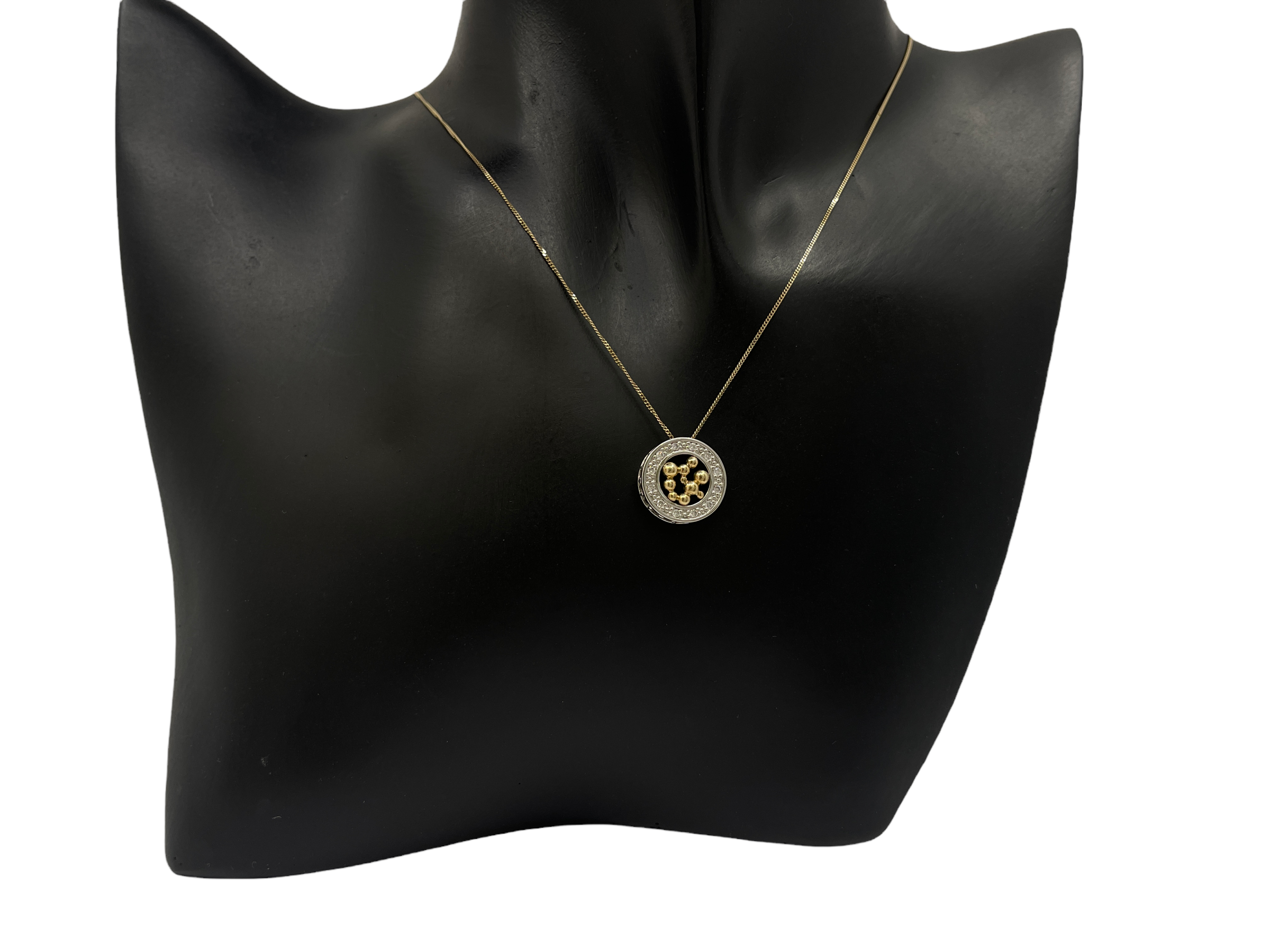 10K White & Yellow Gold 0.12cttw Diamond Pendant, 18"