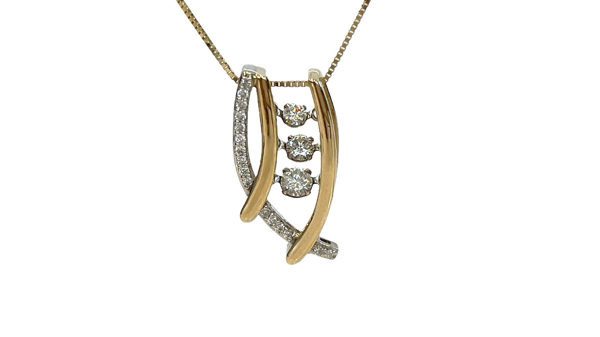 10K Yellow and White Gold 0.33cttw Diamond Pulse Necklace, 18&quot;