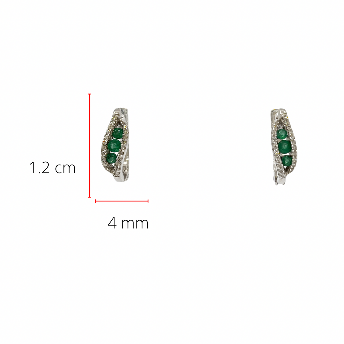 10K White Gold 0.20cttw Genuine Emerald &amp; 0.12cttw Diamond Earring