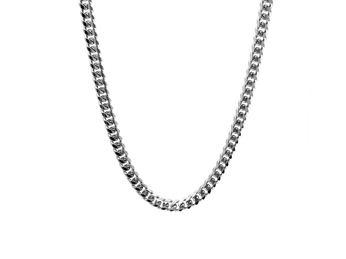 925 Sterling Silver 4.8mm Rhodium Plated Miami Cuban Chain - 22 Inches