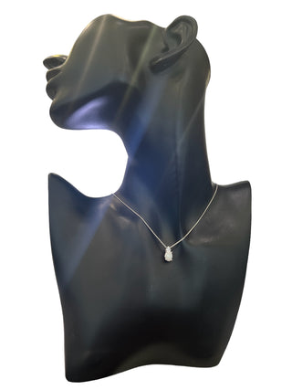 10K White Gold Opal and Diamond Pendant
