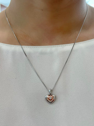 Collar de diamantes en oro rosa de 10 quilates y plata de ley