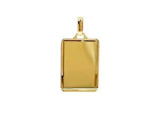 Dije de placa grabable con talla de diamante en oro amarillo de 10 quilates