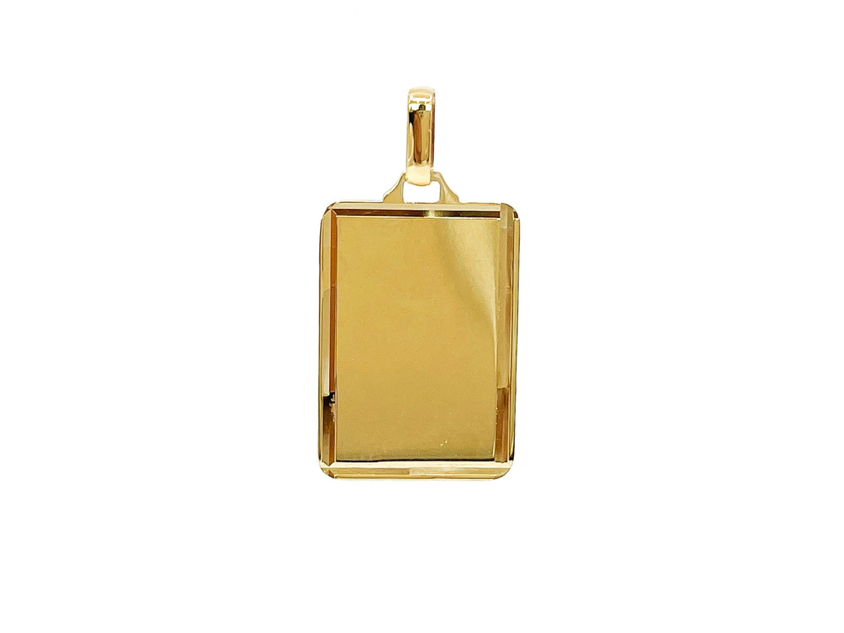 Dije de placa grabable con talla de diamante en oro amarillo de 10 quilates