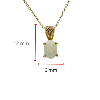 10K Yellow Gold Opal and Diamond Pendant, 18"