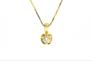 Colgante con solitario de diamante canadiense de 0,10 quilates en oro amarillo de 14 quilates, 18"