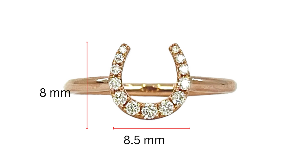 Anillo de herradura de diamantes de 0,14 quilates en oro rosa de 14 quilates, talla 6,5