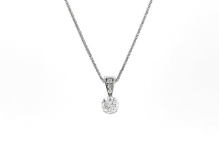 Colgante solitario de diamantes de 0,49 quilates en oro blanco de 14 quilates, 18"
