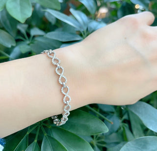 Brazalete de tenis infinito con diamantes de oro blanco de 14 quilates y 2,10 quilates, 7"