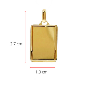 Dije de placa grabable con talla de diamante en oro amarillo de 10 quilates