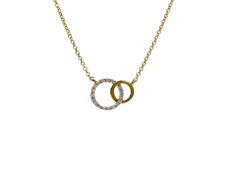 10K White & Yellow Gold 0.09cttw Diamond Double Infinity / Circle Necklace, 18"