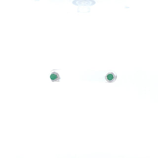 10K White Gold Genuine Emerald Earrings