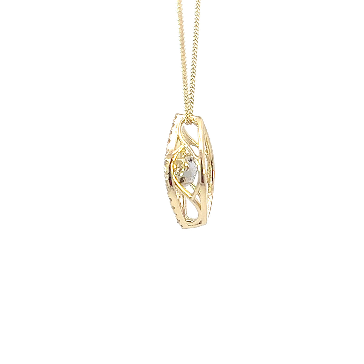 10K Yellow Gold 0.22cttw Diamond Pulse Pendant, 18&quot;