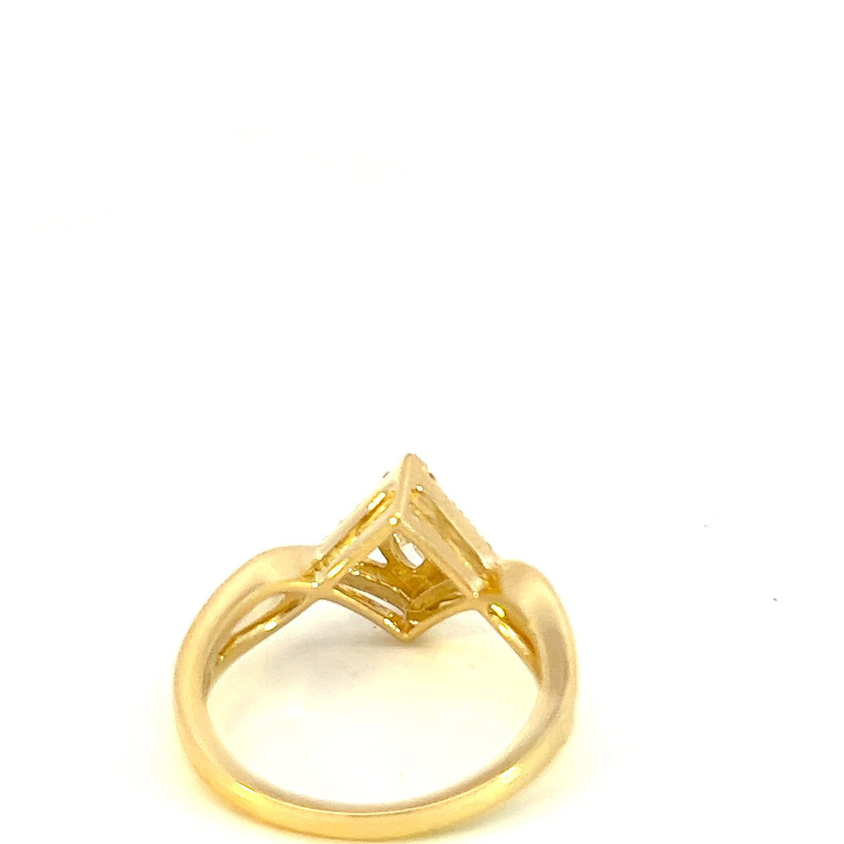 Anillo de oro amarillo de 14 quilates con diamantes cultivados en laboratorio de talla marquesa de 0,76 quilates, talla 6