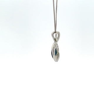 Colgante de diamantes y zafiro en oro blanco de 10 quilates - 18"