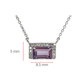 Colgante de oro blanco de 14 quilates con amatista de 0,62 quilates y diamante de 0,04 quilates, 18"