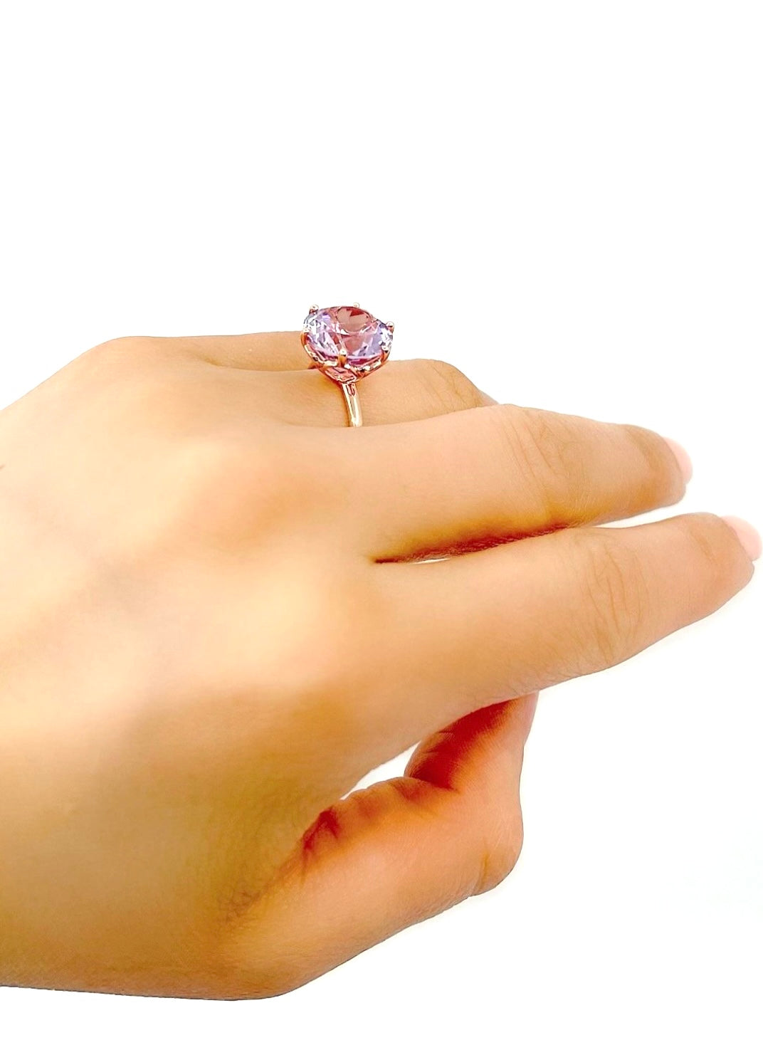 10K Rose Gold 5 carat Genuine Lilac Amethyst Ring, size 6.5