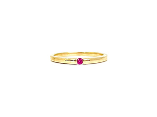 Anillo de oro amarillo de 10 quilates con rubí auténtico de 0,07 quilates, talla 6
