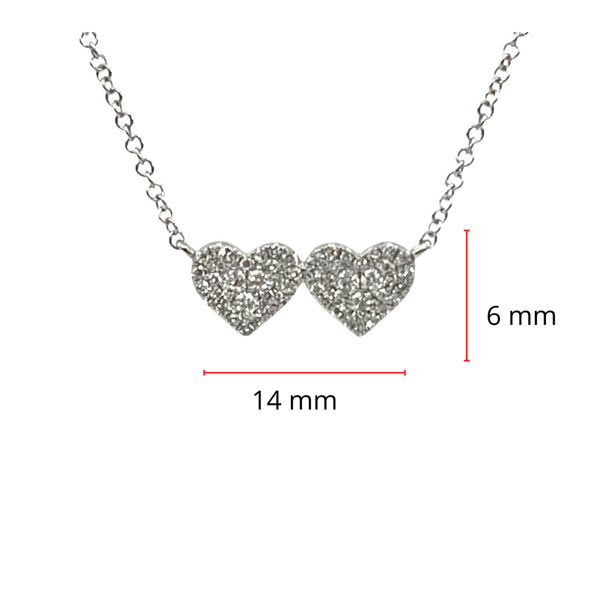 14K White Gold 0.18cttw Diamond Double Heart Pendant, 18&quot;