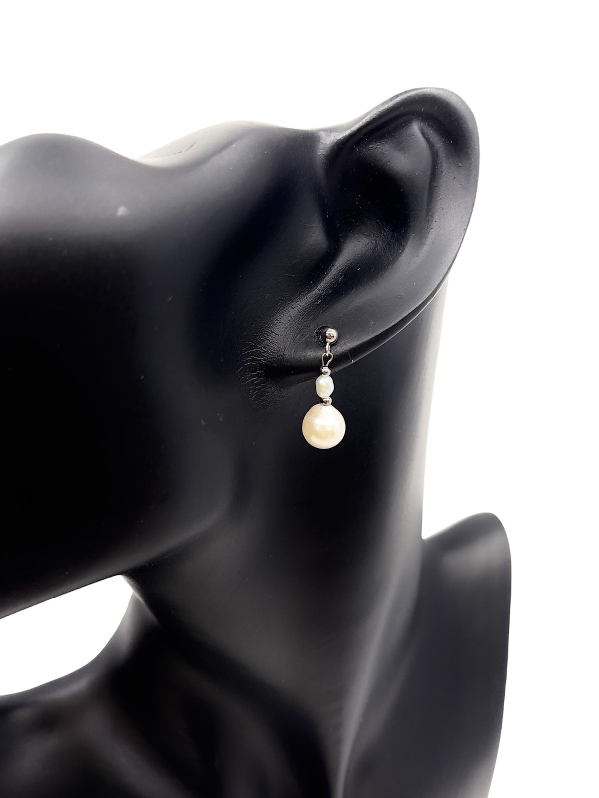 14K White Gold Cultured and Fresh Water Pearl Dangle Earrings