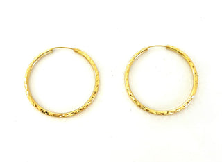 Pendientes de aro/durmiente/guardián de 22 mm de oro amarillo de 10 quilates