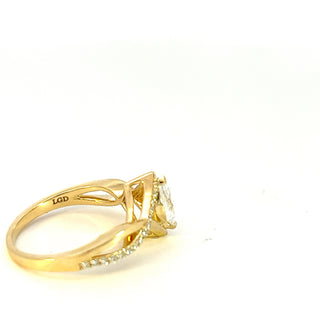14K Yellow Gold 0.76cttw Marquise Cut Lab Grown Diamond Ring, Size 6