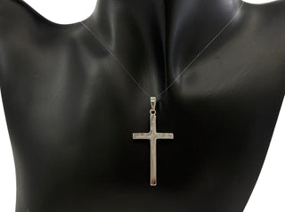 925 Sterling Silver 40mm x 21mm Hollow Cross Charm with "JESUS" Engraved