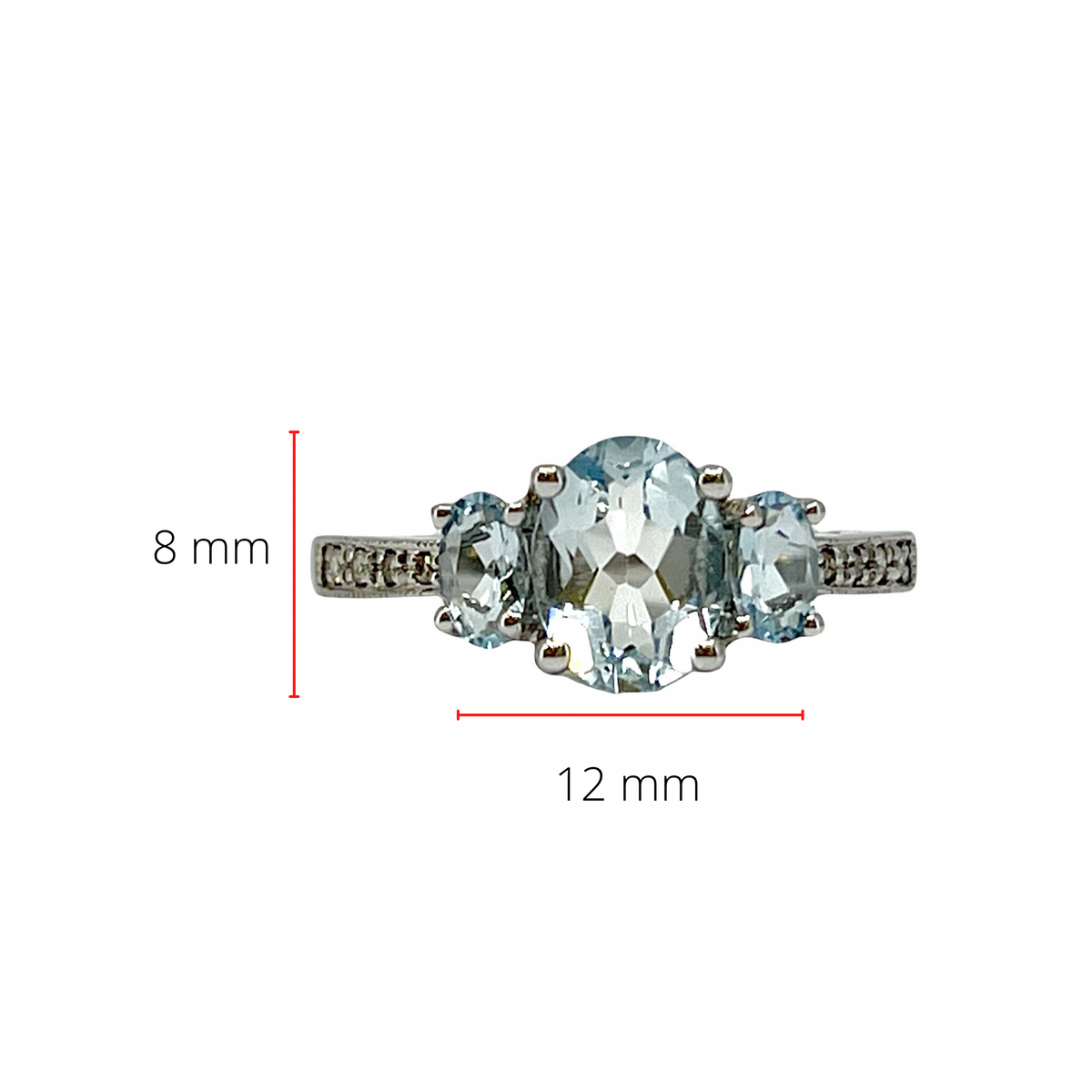 10K White Gold 1.40cttw Genuine Aquamarine and 0.04cttw Diamond Ring, size 7