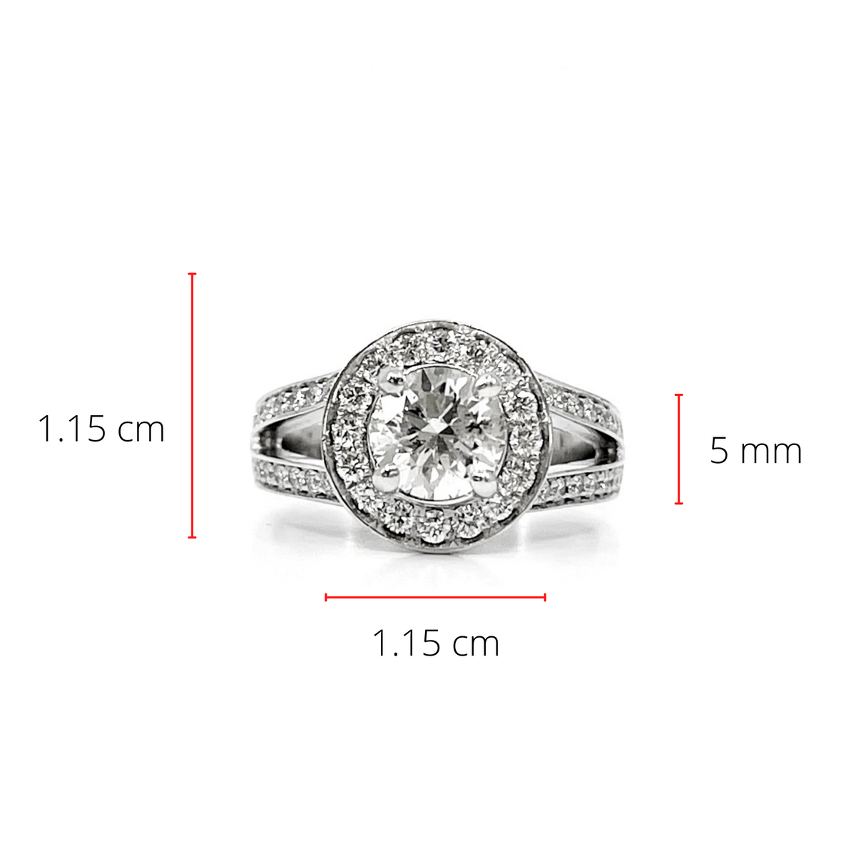 14K White Gold 1.57cttw Diamond Engagement Ring, Size 6