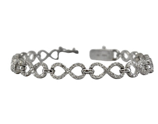 Brazalete de tenis infinito con diamantes de oro blanco de 14 quilates y 2,10 quilates, 7"