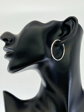 10K White Gold 35mm Sleeper/Keeper/Hoop Earrings