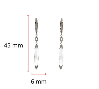 Pendientes colgantes de oro blanco de 14 quilates con topacio blanco de 4,03 quilates y diamantes de 0,12 quilates