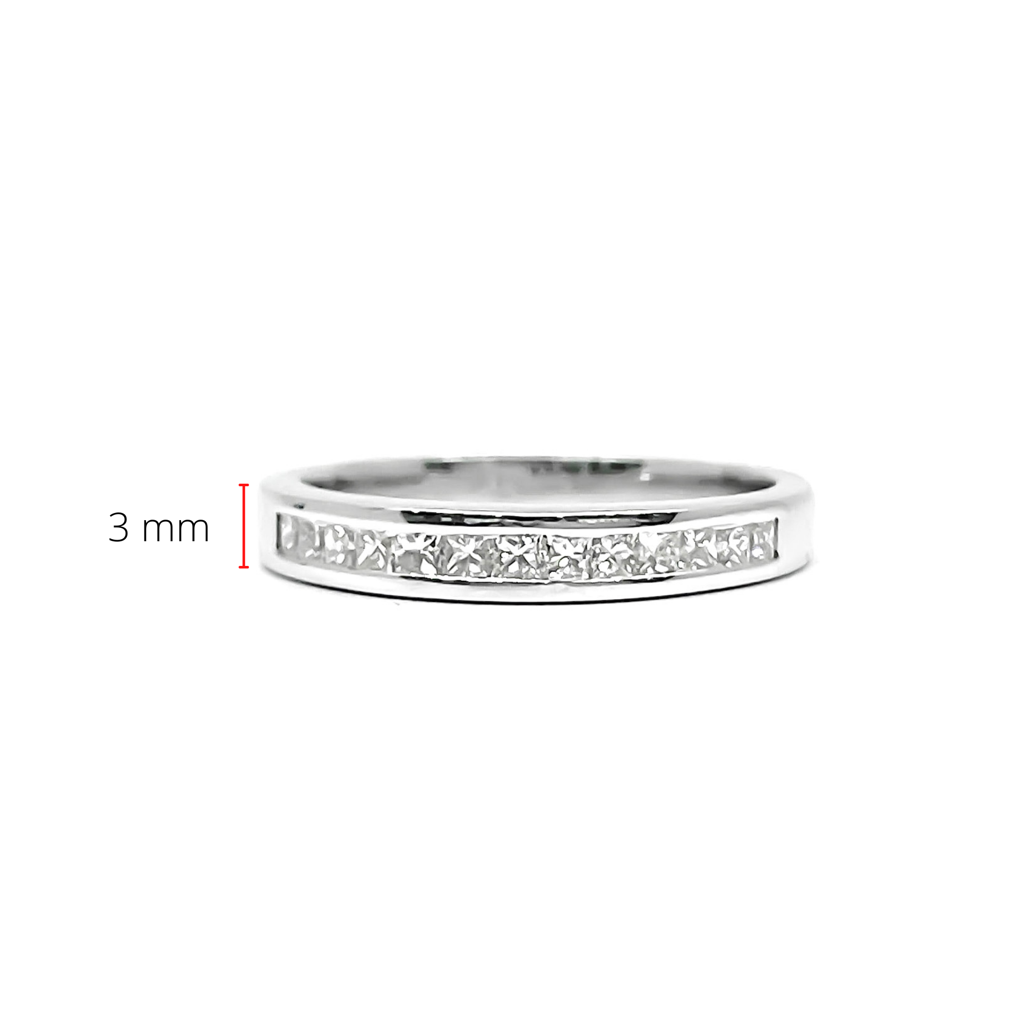 14K White Gold 0.40ctts Princess Cut Diamond Wedding Band