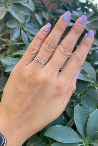 Anillo de amor con diamantes de 0,09 quilates en oro blanco de 14 quilates, talla 6,5