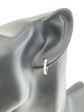 Pendientes de oro blanco de 10 quilates con circonita cúbica de 15 mm